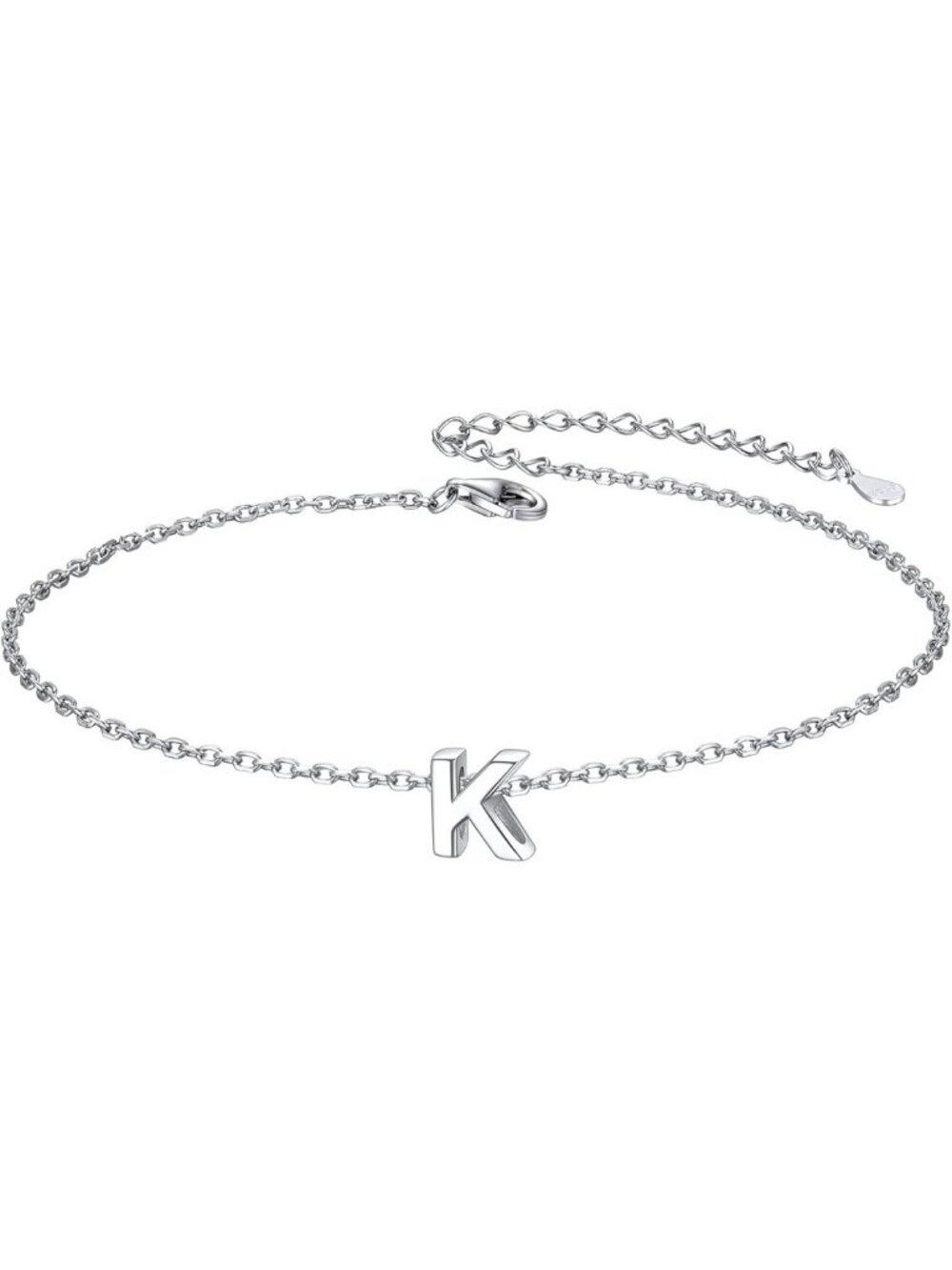 Letter K Initial Bracelet 925 Sterling Silver Letter Bracelet Dainty